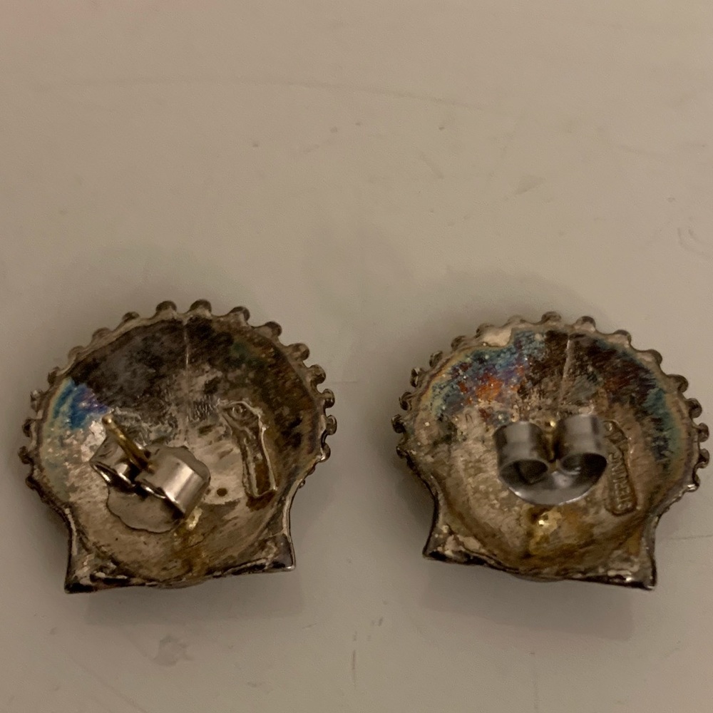 Sterling Silver Shell Stud Earrings - image 3